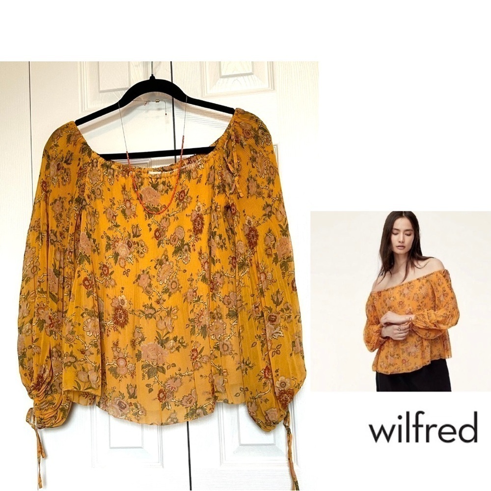 Wifred ‘Talence’ Blouse with Adjustable Neckline Yellow Floral Size Medium